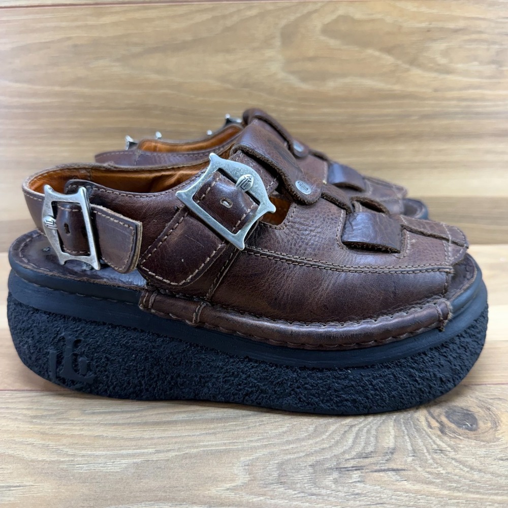 LONDON UNDERGROUND Vintage Chunky Tucson 8 8.5 Womens Brown Platform Slingback